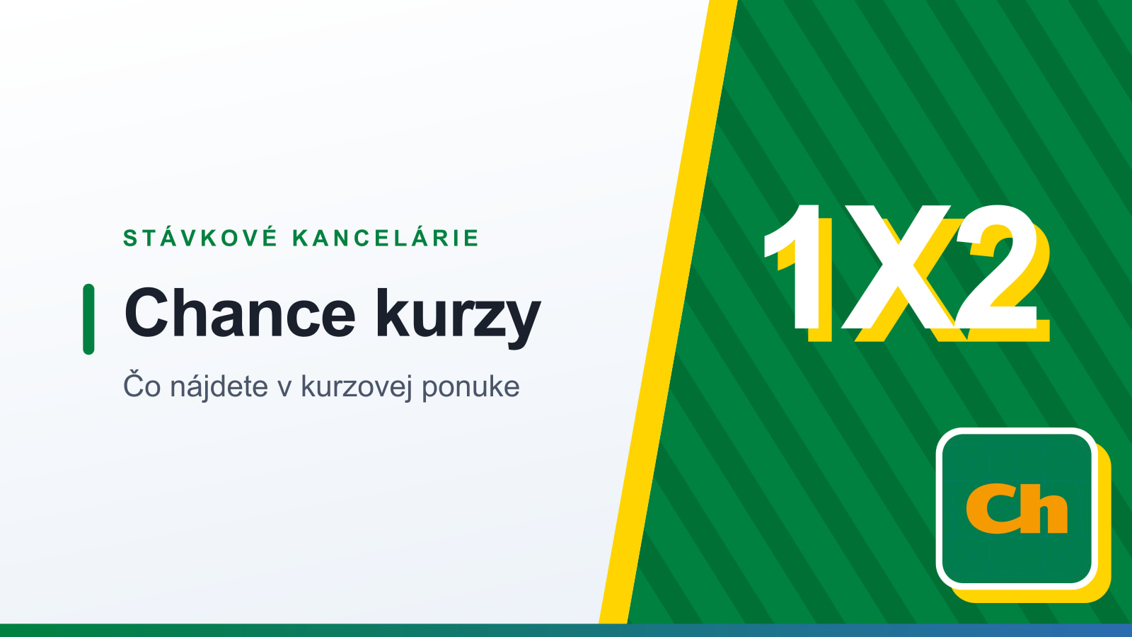 Grafika rubriky Stávkové kancelárie s nadpisom Chance kurzy a podtitulom Čo nájdete v kurzovej ponuke