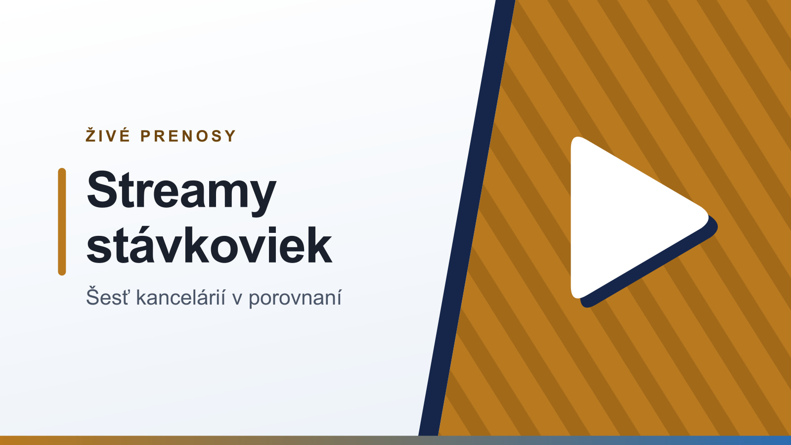Grafika rubriky Živé prenosy s nadpisom Streamy stávkoviek a podtitulom Šesť kancelárií v porovnaní