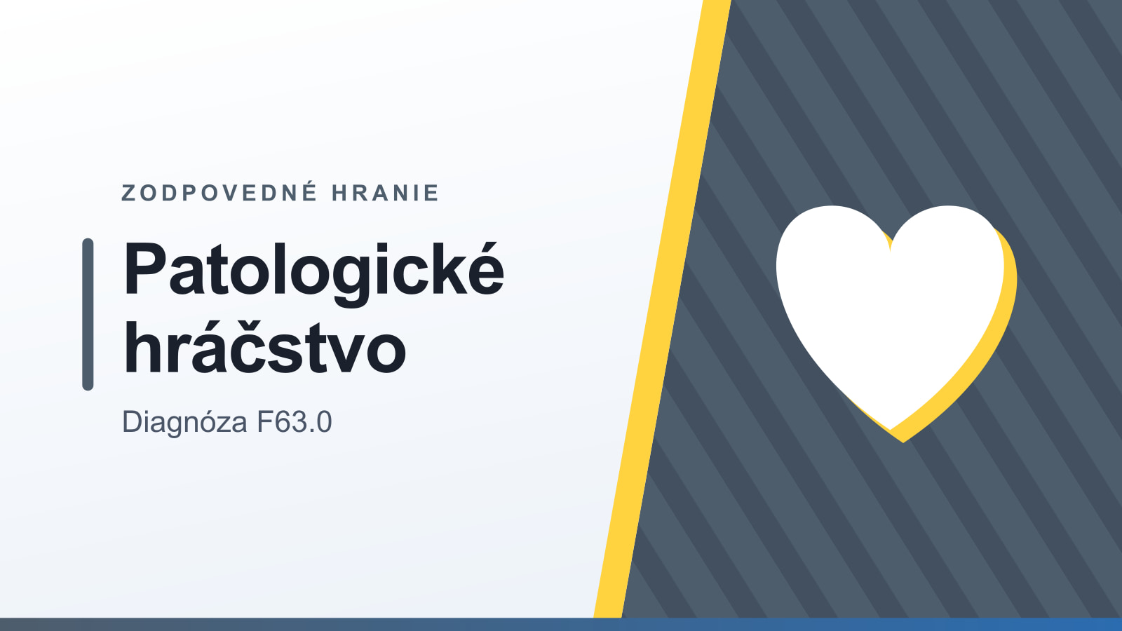 Grafika rubriky Zodpovedné hranie s nadpisom Patologické hráčstvo a podtitulom Diagnóza F63.0