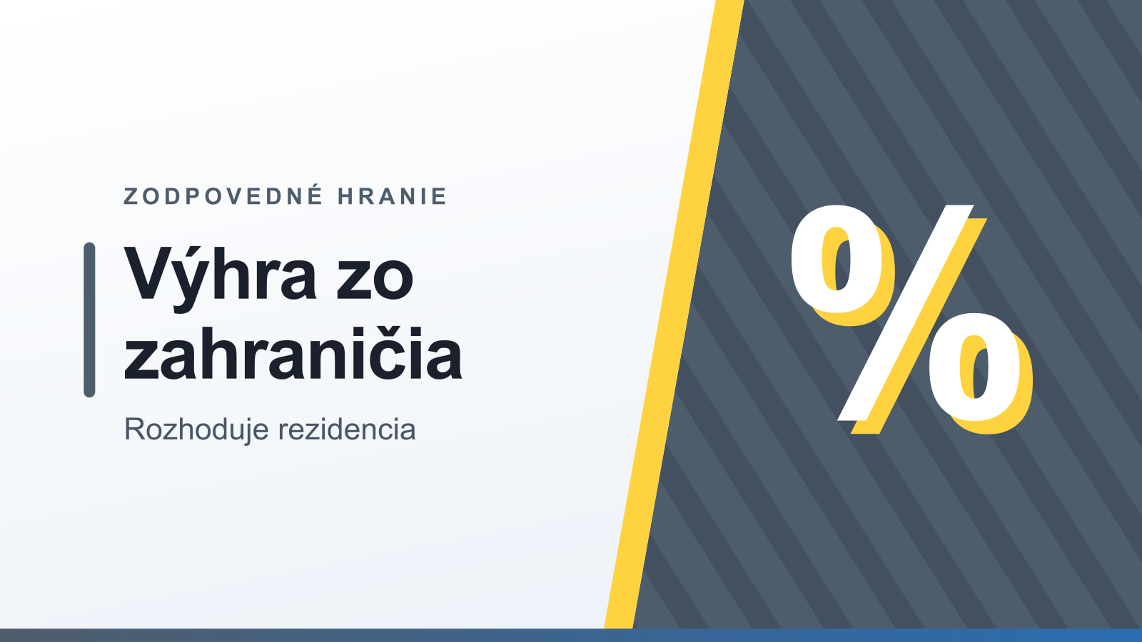 Grafika rubriky Zodpovedné hranie s nadpisom Výhra zo zahraničia a podtitulom Rozhoduje rezidencia