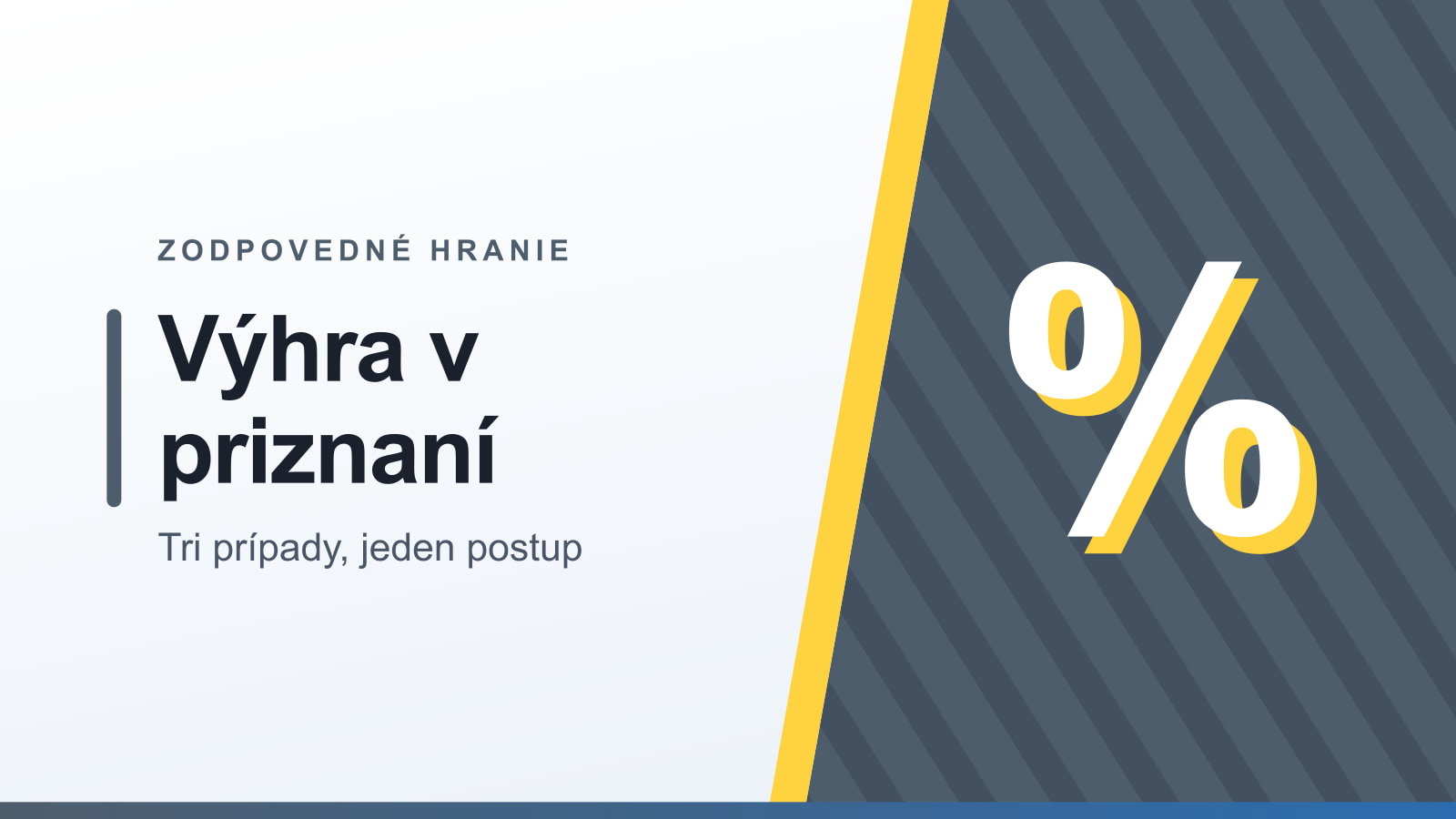 Grafika rubriky Zodpovedné hranie s nadpisom Výhra v priznaní a podtitulom Tri prípady, jeden postup