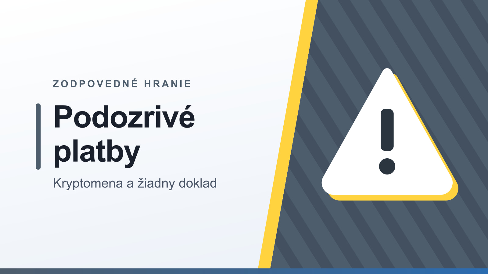 Grafika rubriky Zodpovedné hranie s nadpisom Podozrivé platby a podtitulom Kryptomena a žiadny doklad